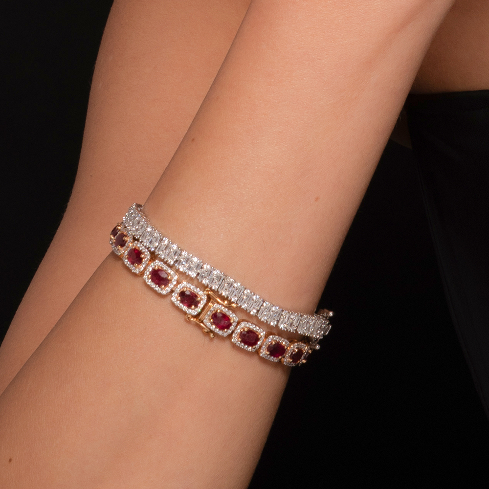 gold with ruby diamond gold with diamond bracelet