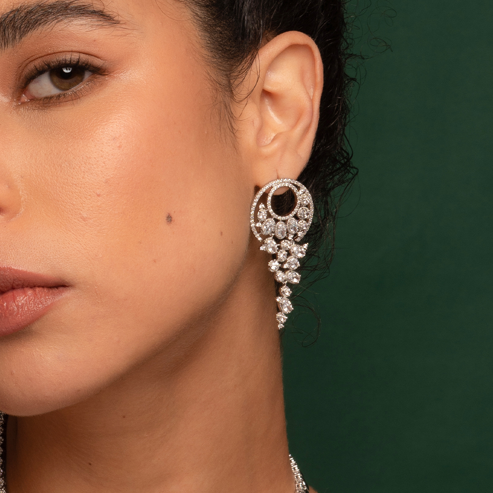 Diamond tall earrings
