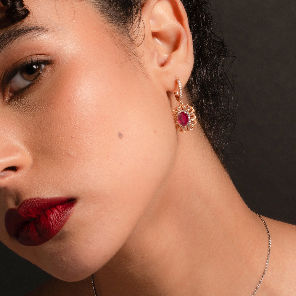 ruby gold earrings